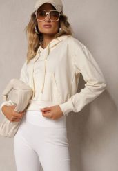 Jasnobeżowa Bluza z Kapturem i Bawełną Ozdobiona Ściągaczami Evianae. Brązowe bluzy z kapturem damskie Renee, l, z bawełny. Za 29.99 zł.