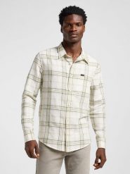 LEE MĘSKA KOSZULA LEE LEESURE SHIRT SAGE 112363903. Koszule męskie Lee, m, bez wzorów, bez kołnierzyka, bez ramiączek. Za 149.99 zł.