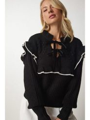 Happiness Istanbul Sweter w kolorze czarnym rozmiar: S/M. Czarne golfy damskie Happiness Istanbul, m, bez kołnierzyka. Za 105.45 zł.