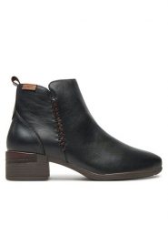 Pikolinos Botki W6W-8950 Czarny. Czarne botki damskie Pikolinos, ze skóry, bez obcasa, na słupku, bez zapięcia. Za 509.99 zł.
