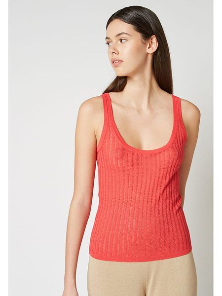 Rodier Top w kolorze czerwonym rozmiar: L. Czerwone topy damskie Rodier, l, bez wzorów, ze splotem, bez kołnierzyka. Za 117.45 zł.