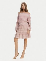 Guess Sukienka koktajlowa W5GK24 WE550 Różowy Regular Fit. Czerwone sukienki damskie Guess, xxl, z aplikacjami, z wiskozy, wizytowe, bez kołnierzyka, bez ramiączek. Za 719.99 zł.