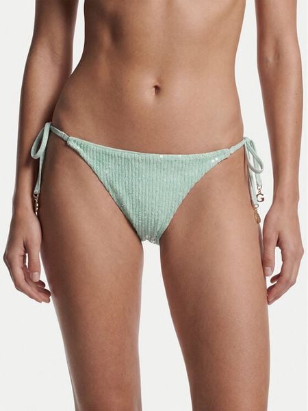Guess Dół od bikini E6GO04 KBMV0 Zielony. Zielone bikini damskie Guess, z aplikacjami. Za 219.99 zł.