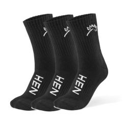 Skarpety sportowe – Everyday – czarne – 3 pary w opakowaniu. Białe skarpetki męskie HEN SPORTSGEAR, bez wzorów, z bawełny. Za 19.99 zł.