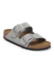 Birkenstock Skórzane klapki "Arizona" w kolorze szarym rozmiar: 39. Szare klapki damskie Birkenstock, bez wzorów, bez obcasa. Za 485.44 zł.