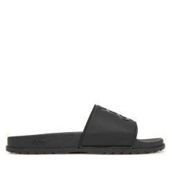 Klapki HUGO. Czarne klapki damskie Hugo, bez wzorów, bez obcasa. Za 179.99 zł.
