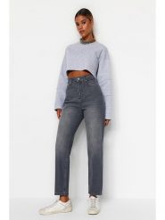 Trendyol Dżinsy - Regular fit - w kolorze szarym rozmiar: 40. Szare jeansy damskie Trendyol, z podwyższonym stanem. Za 78.28 zł.