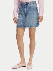 Tommy Hilfiger Spódnica jeansowa TH Crest Embroidery WW0WW50623 Niebieski Regular Fit. Niebieskie spódniczki damskie Tommy Hilfiger, bez wzorów, z bawełny. Za 529.99 zł.