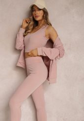 Jasnoróżowy Komplet Dresowy 3-częściowy z Legginsami Bluzą i Topem Heri. Czerwone bluzy z kapturem damskie Renee, l, z dresówki. Za 79.99 zł.