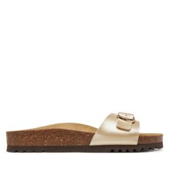 Klapki Scholl. Żółte klapki damskie Scholl, bez wzorów, bez obcasa. Za 209.99 zł.