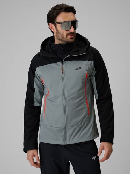 4F Kurtka softshell wiatroodporna membrana 8000 męska - czarna 3XL. Czarne kurtki męskie 4f, l, bez wzorów, ze skóry, bez kaptura. Za 399.99 zł.