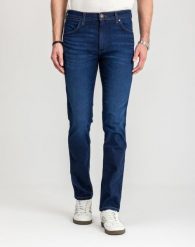 WRANGLER MĘSKIE SPODNIE JEANSOWE WRANGLER LARSTON NIGHT SHADE 112350845. Spodnie materiałowe męskie Wrangler, bez wzorów, z jeansu. Za 209.99 zł.