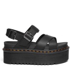 Sandały Dr. Martens. Czarne sandały damskie Dr. Martens, bez wzorów, bez obcasa, na koturnie. Za 699.99 zł.