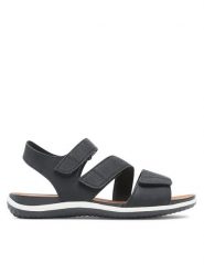Geox Sandały D Sandal Vega D35R6A000EKC9999 Czarny. Czarne sandały damskie Geox, bez wzorów, ze skóry, bez obcasa, na płaskiej podeszwie. Za 259.99 zł.