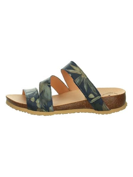 Think! Skórzane klapki "Julia" w kolorze granatowo-zielonym rozmiar: 39. Niebieskie klapki damskie Think!, bez wzorów, bez obcasa. Za 130.19 zł.