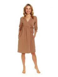 Doctor Nap Sukienka ciążowa w kolorze jasnobrązowym rozmiar: M. Brązowe sukienki damskie Doctor Nap, na co dzień, m, bez wzorów, bez kołnierzyka, moda ciążowa, bez ramiączek, proste. Za 139.99 zł.