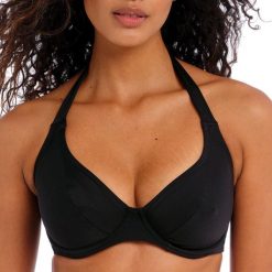 Damski top do kostiumu kąpielowego Freya Jewel cove. Czarne topy sportowe damskie FREYA ACTIVE, na jesień, bez wzorów, bez ramiączek. Za 231.50 zł.