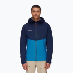 Kurtka przeciwdeszczowa męska Mammut Alto Guide HS Hooded. Czarne kurtki męskie Mammut, m, bez wzorów, sportowe, bez kaptura. Za 849.99 zł.