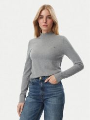 Tommy Hilfiger Sweter WW0WW51383 Szary Slim Fit. Szare swetry klasyczne damskie Tommy Hilfiger, xxs, z bawełny, bez kołnierzyka. Za 347.99 zł.