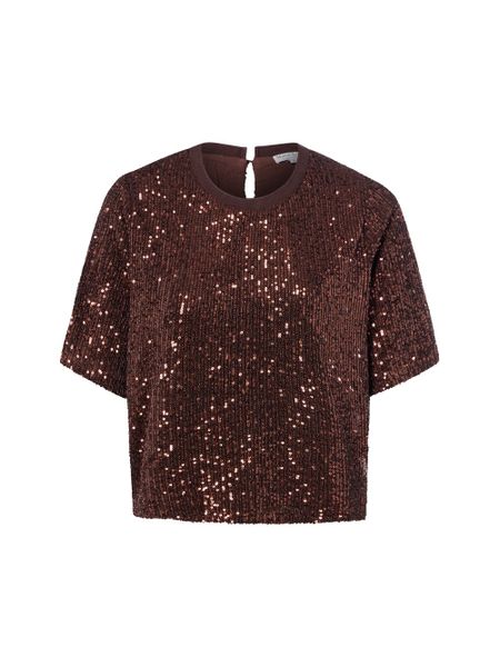 Marie Lund koszulka z cekinami Kobiety brązowy, XXL. Brązowe t-shirty damskie Marie Lund, xxl, bez wzorów, bez kołnierzyka. Za 299.95 zł.