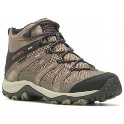 Buty trekkingowe męskie Merrell Alverstone 2 Mid WP. Brązowe buty trekkingowe męskie MERRELL, bez zapięcia. W wyprzedaży za 599.99 zł.