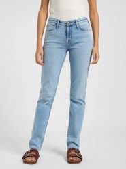 DAMSKIE SPODNIE LEE MARION STRAIGHT LIGHT AZUL 112365068. Niebieskie spodnie materiałowe damskie Lee, bez wzorów, z jeansu. Za 219.99 zł.
