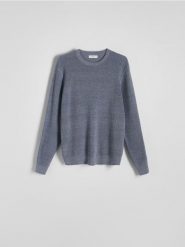 Sweter z bawełną - niebieski. Niebieskie swetry męskie Reserved, l, bez wzorów, z bawełny, bez kołnierzyka. W wyprzedaży za 69.99 zł.