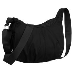 Czarna torebka damska z poliestru zamykana suwakiem, dwukomorowa - Peterson. Czarne torebki klasyczne damskie Peterson, bez wzorów, bez dodatków. Za 77.99 zł.