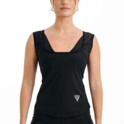 Damski tank top RDX W1. Czarne topy sportowe damskie RDX SPORTS, s, bez wzorów, z gumy, bez ramiączek. Za 172.50 zł.