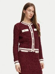 Guess Kardigan W6BR75 Z1764 Bordowy Regular Fit. Czerwone kardigany damskie Guess, xs, z aplikacjami. Za 474.99 zł.