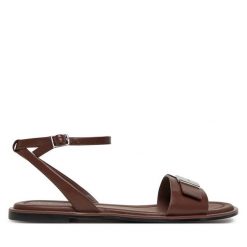 Sandały Calvin Klein. Brązowe sandały damskie CALVIN KLEIN, bez wzorów, bez obcasa, na płaskiej podeszwie. Za 279.99 zł.