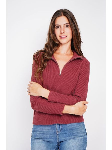 William de Faye Sweter w kolorze bordowym rozmiar: 38. Czerwone golfy damskie William De Faye, ze splotem, bez kołnierzyka. Za 156.98 zł.