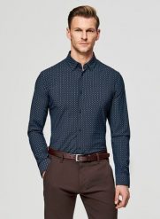 PAKO LORENTE – Koszula męska we wzór geometryczny. Koszule męskie Pako Lorente, na wiosnę, m, bez wzorów, z elastanu, bez kołnierzyka, bez ramiączek. Za 299.99 zł.