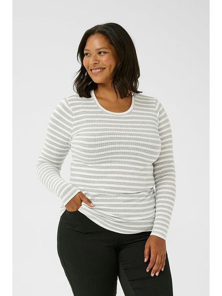 Kaffe Koszulka w kolorze jasnoszaro-białym rozmiar: M. Białe bluzki damskie Kaffe, m, bez wzorów, bez kołnierzyka, bez ramiączek. Za 82.99 zł.