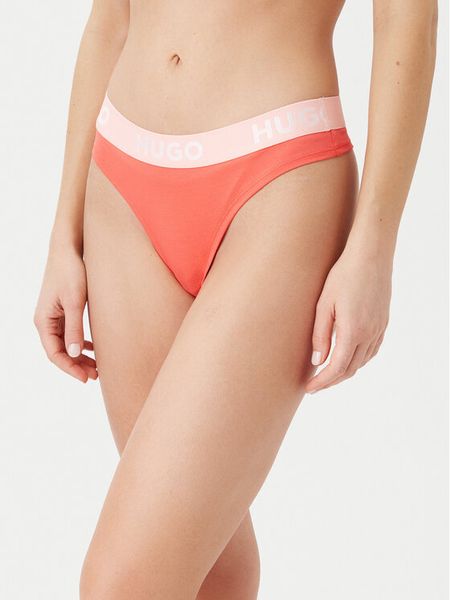 HUGO Stringi Sporty Logo 50480166 Czerwony. Czerwone stringi damskie Hugo, l, bez wzorów, z bawełny. Za 59.99 zł.