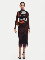 Desigual Sukienka codzienna Lincoln 24WWVK58 Brązowy Slim Fit. Brązowe sukienki damskie Desigual, na co dzień, l, bez wzorów, z syntetyku, bez kołnierzyka, bez ramiączek, proste. Za 289.99 zł.