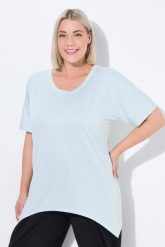 Damskie Koszula funkcjonalna wydłużone boki okrągły dekolt. Szare koszule damskie Ulla Popken, plus size, bez wzorów, z dżerseju, bez kołnierzyka, plus size, bez ramiączek. Za 211.99 zł.