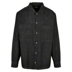 Koszula Urban Classics oversized denim. Szare koszule męskie Urban Classics, m, bez wzorów, z denimu, bez kołnierzyka, bez ramiączek. Za 229.00 zł.