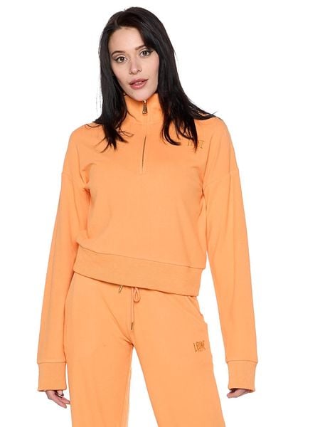 Bluza z zamek błyskawiczny na co dzień na siłownię. Brązowe bluzy bez kaptura damskie LEONE 1947 APPAREL, l, bez wzorów, bez ramiączek, bez kaptura. Za 168.36 zł.