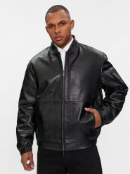 Calvin Klein Kurtka skórzana Hero K10K112372 Czarny Regular Fit. Czarne kurtki męskie CALVIN KLEIN, m, bez wzorów, ze skóry, bez kaptura. Za 2,309.00 zł.