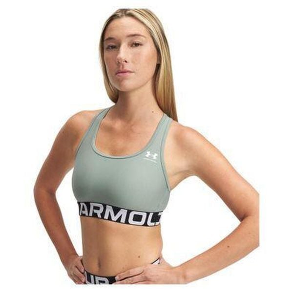 Stanik sportowy Under Armour HeatGear Authentics Mid Branded Bra. Zielone biustonosze sportowe damskie Under Armour, bez wzorów. Za 101.99 zł.