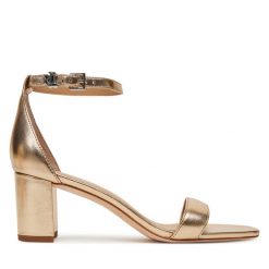 Sandały LAUREN RALPH LAUREN. Żółte sandały damskie Lauren Ralph Lauren, bez wzorów, bez obcasa, na słupku. Za 399.99 zł.