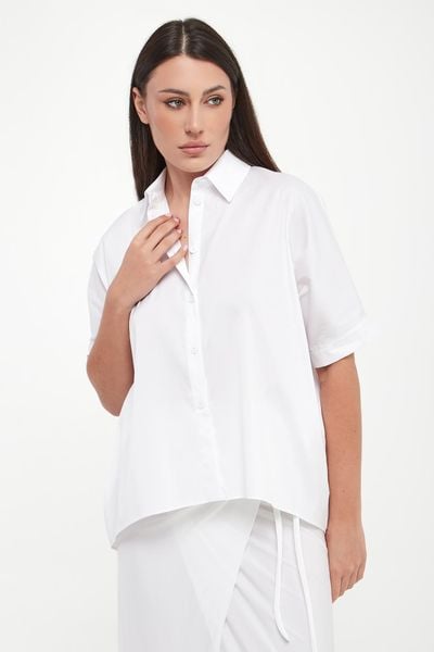 Koszula damska z krótkim rękawem Pittura MAX MARA BEACHWEAR. Koszule damskie Max Mara Beachwear, bez wzorów, bez kołnierzyka, bez ramiączek. Za 869.00 zł.