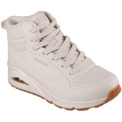 Buty do chodzenia damskie Skechers Stand High. Brązowe buty sportowe na co dzień damskie Skechers, bez wzorów, z materiału, trekkingowe. Za 490.00 zł.