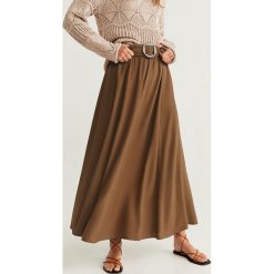 Mango - Spódnica West. Brązowe spódniczki damskie Mango, l, bez wzorów, z tkaniny, z podwyższonym stanem, maxi, rozkloszowane. Za 139.90 zł.