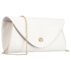 Biała kopertówka damska wykonana z tkaniny syntetycznej zawieszona na łańcuszku Rovicky R-XS029-3. Białe torebki wieczorowe ROVICKY, bez wzorów, z syntetyku, bez kołnierzyka, bez ramiączek. Za 45.00 zł.