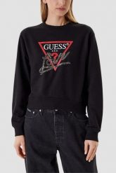 GUESS Czarna damska bluza Studded Love, Rozmiar S. Czarne bluzy bez kaptura damskie Guess, s. W wyprzedaży za 284.99 zł.