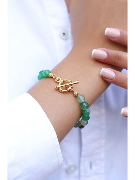 L'Atelier de Gaia Pozłacana bransoletka z amazonitami rozmiar: onesize. Zielone bransoletki damskie L'Atelier de Gaia, pozłacane. Za 34.99 zł.