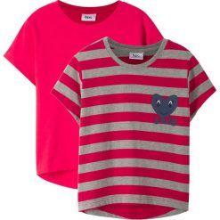 T-shirt (2 szt. w opak.) bonprix jasnoszary melanż - czerwony. Szare koszulki dziewczęce bonprix, bez wzorów, bez ramiączek. Za 39.98 zł.
