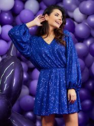 Awama Sukienka w kolorze niebieskim rozmiar: onesize. Niebieskie sukienki damskie Awama, bez wzorów, bez kołnierzyka, bez ramiączek, mini. Za 279.99 zł.